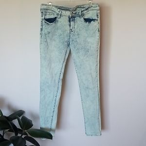 Bullhead Black skinny green acid washed jeans s